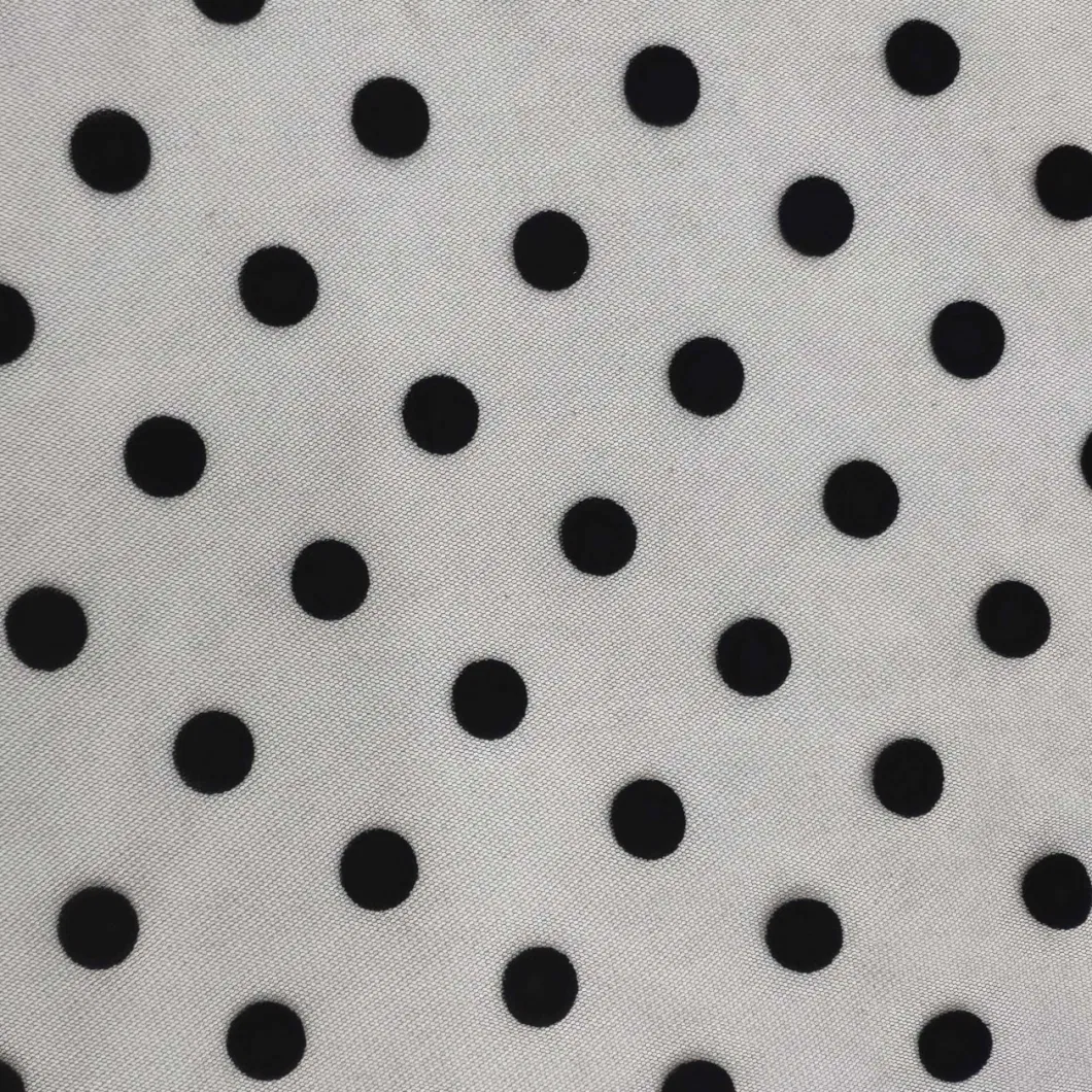 Flocking Big Polka DOT Lace Tulle Mesh Fabric in Stock