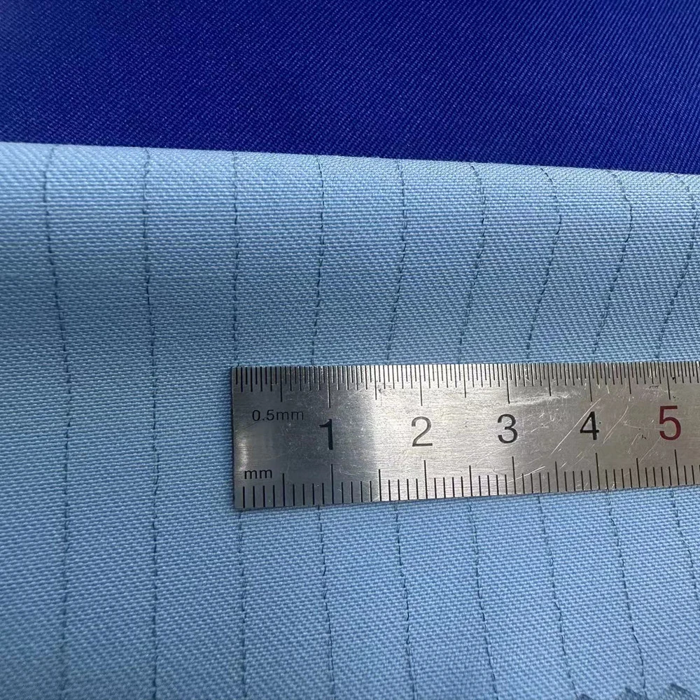300d*16s or 300d*32s/2 Polyester Cotton Conductive Carbon 0.8cm or 1.0cm Stripe ESD Antistatic Minimatt Twill Gabardine Fabric